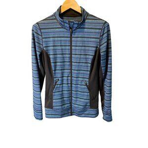Ideology Blue Black Fitted Full Zip Mock Neck Athletic Jacket